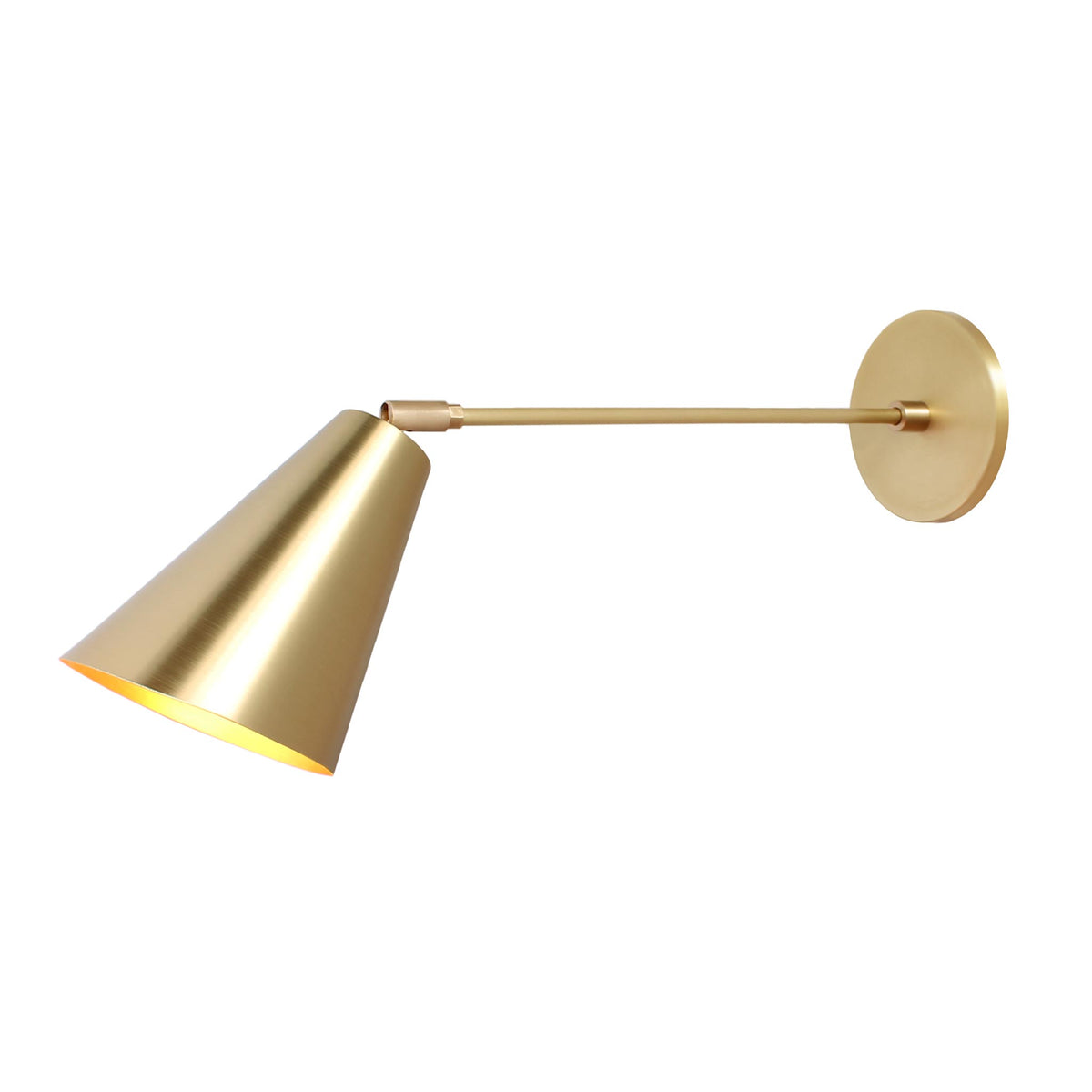 Tilt Cone shown with a 12" arm in Brass