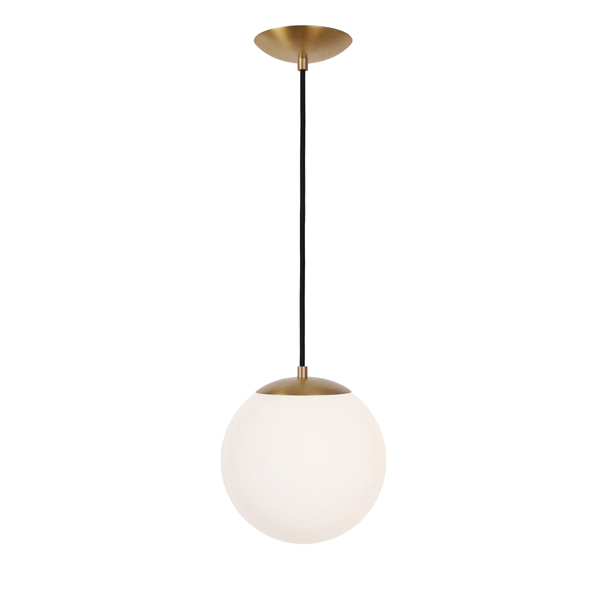 Alto Cord 10" shown in Heirloom Brass with Black Cloth Cord and an Opal 10” Globe
