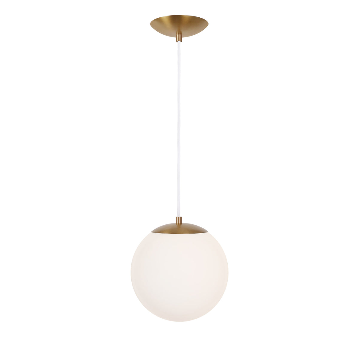 Alto Cord 10" shown in Heirloom Brass with White Cloth Cord and a Clear 10” Globe