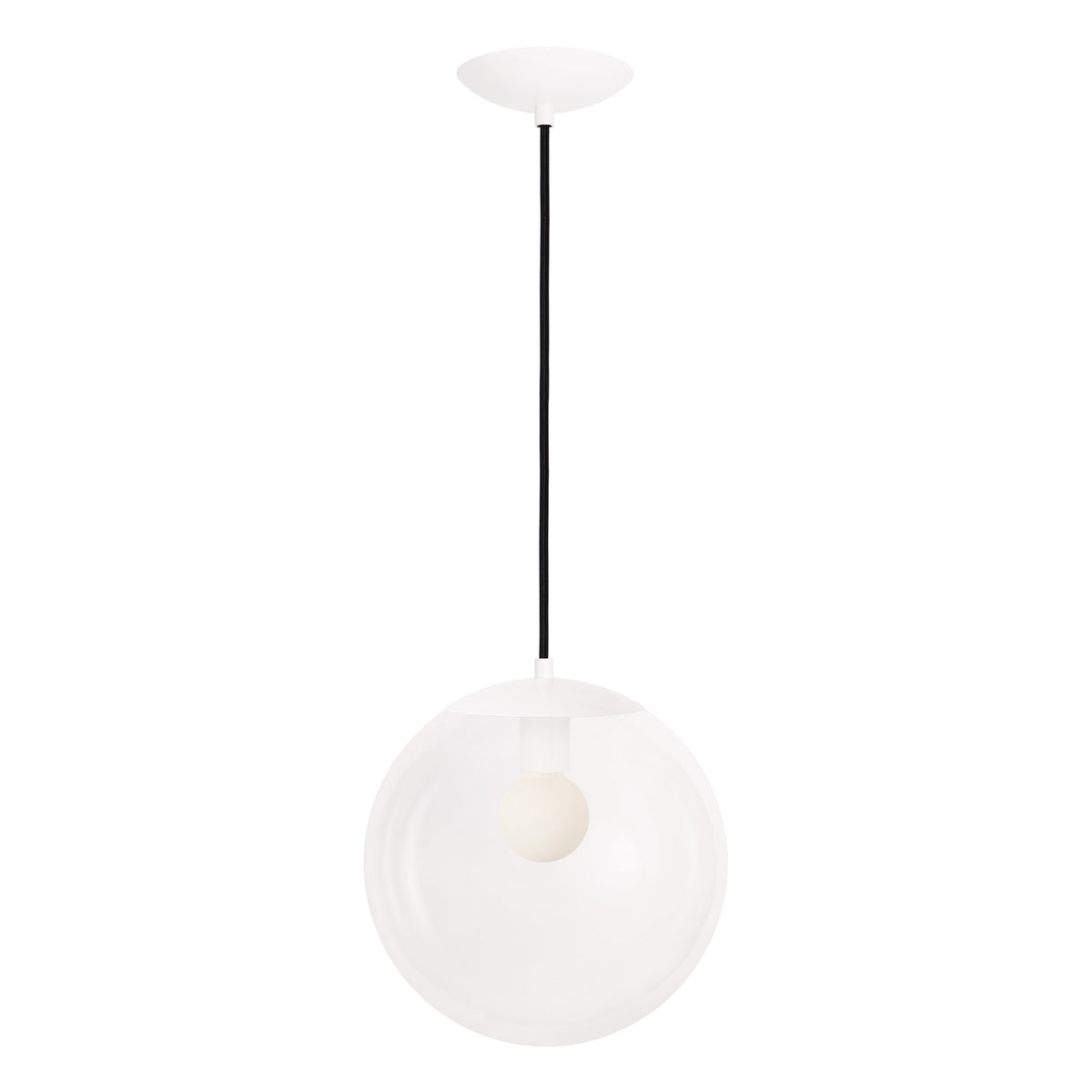 Alto Cord 12” shown in White with Black Cloth Cord and a Clear 12” Globe