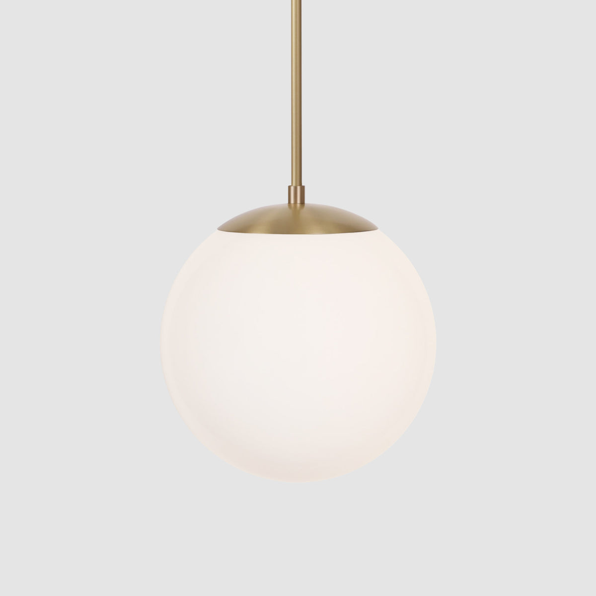 Alto Rod 10" for Vaulted Ceiling shown in Brass with an Opal 10" Globe