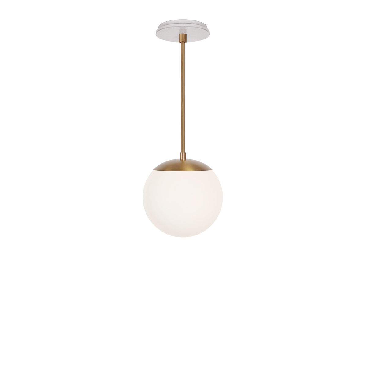 Alto Rod 8” Opal shown in Heirloom Brass with a Brownstone White Star Ceramic Canopy