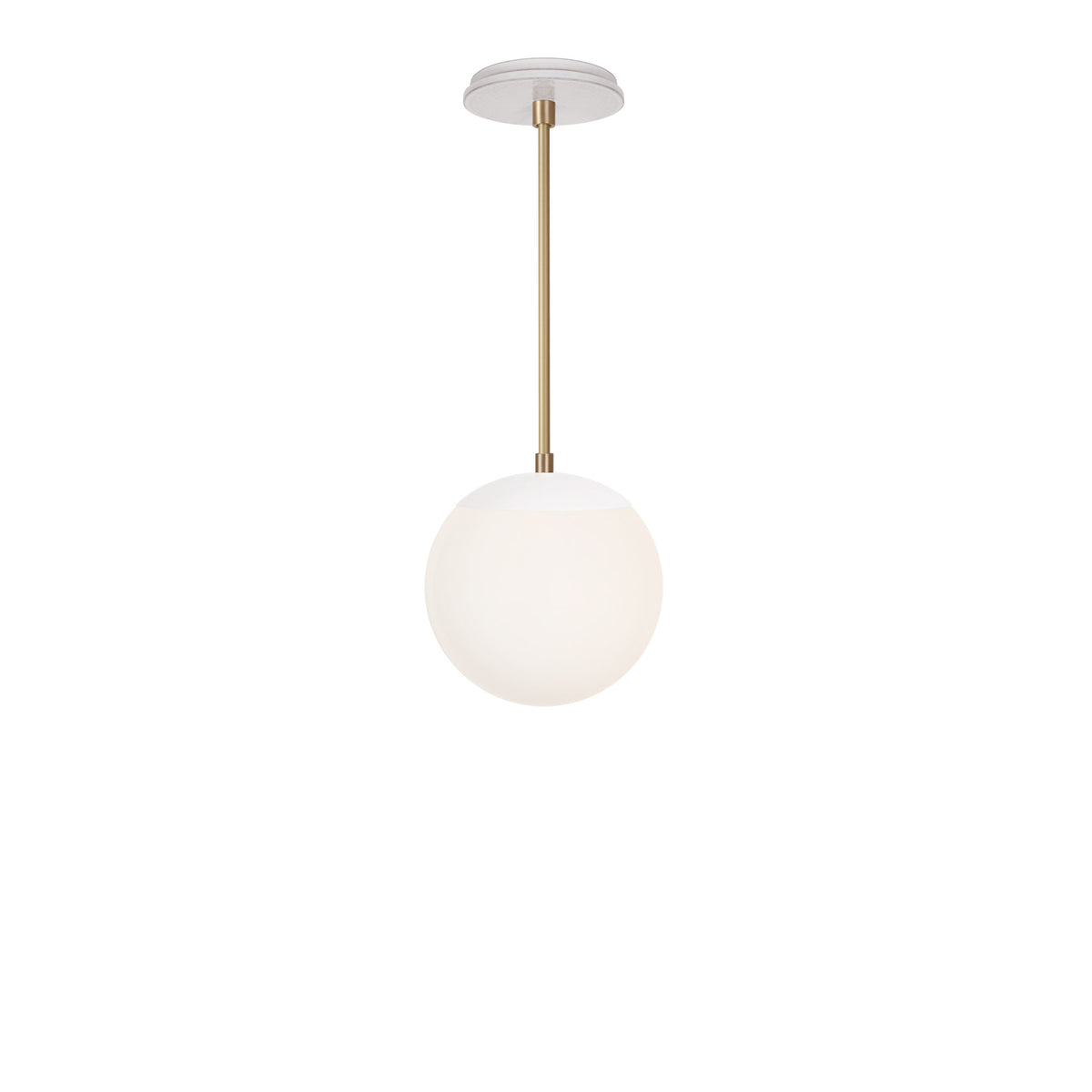 Alto Rod 8” Opal shown in Brass with White and a Brownstone White Star Ceramic Canopy