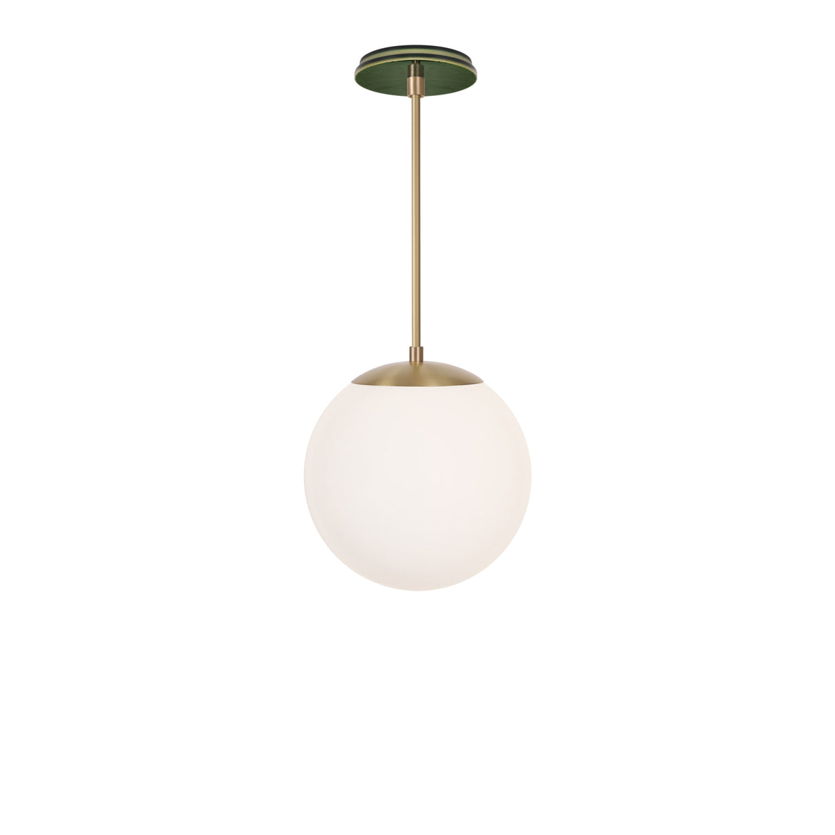 Alto Rod 10” Opal shown in Brass with a Forest Green Star Ceramic Canopy