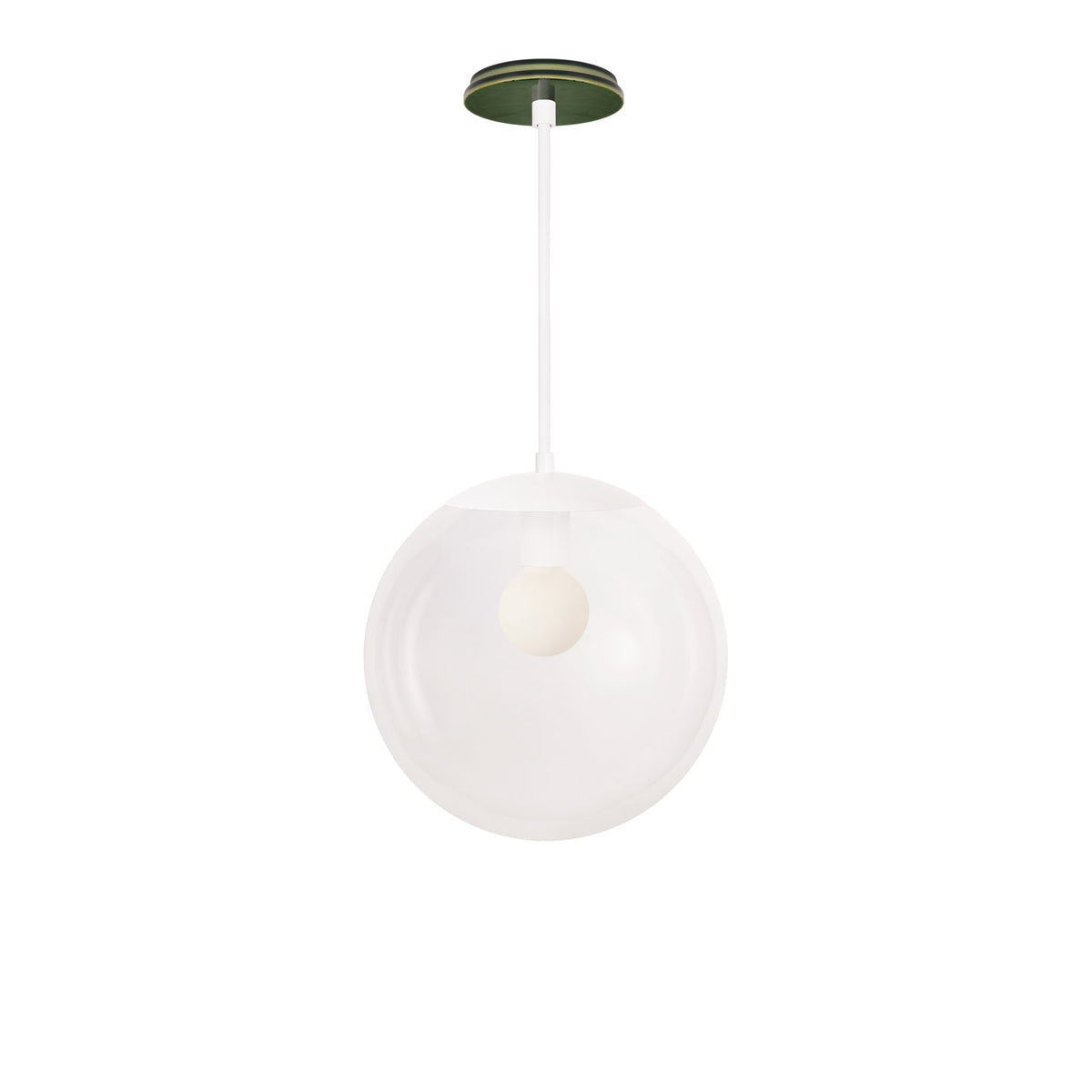 Alto Rod 12” Clear shown in White with a Forest Green Star Ceramic Canopy