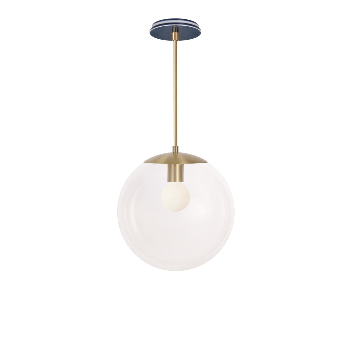 Alto Rod 12” Clear shown in Brass with an Indigo Blue Star Ceramic Canopy