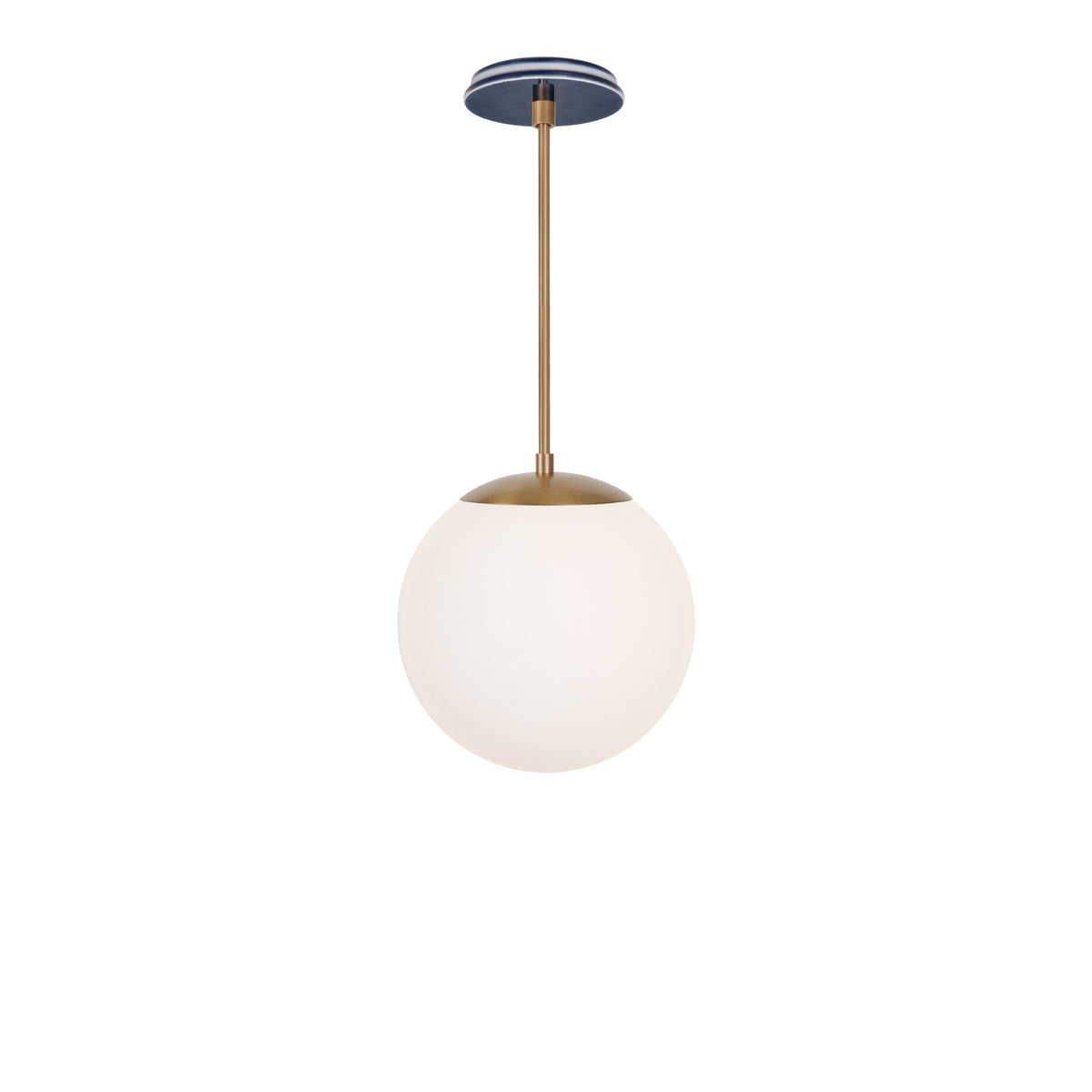 Alto Rod 10” Opal shown in Heirloom Brass with an Indigo Blue Star Ceramic Canopy