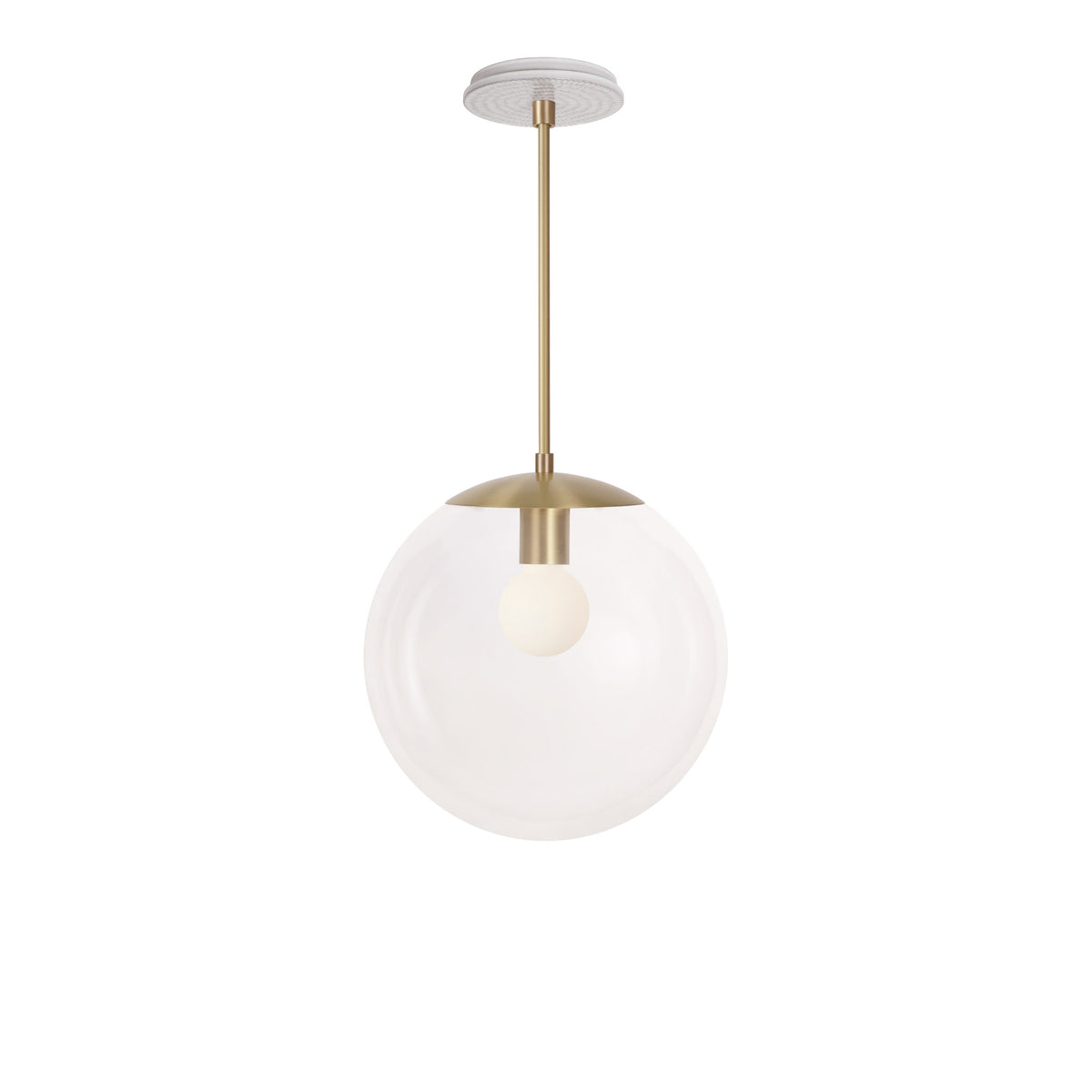 Alto Rod 12” Clear shown in Brass with a Brownstone White Sunflower Ceramic Canopy