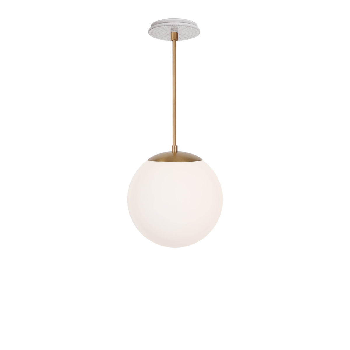 Alto Rod 10” Opal shown in Heirloom Brass with a Brownstone White Sunflower Ceramic Canopy