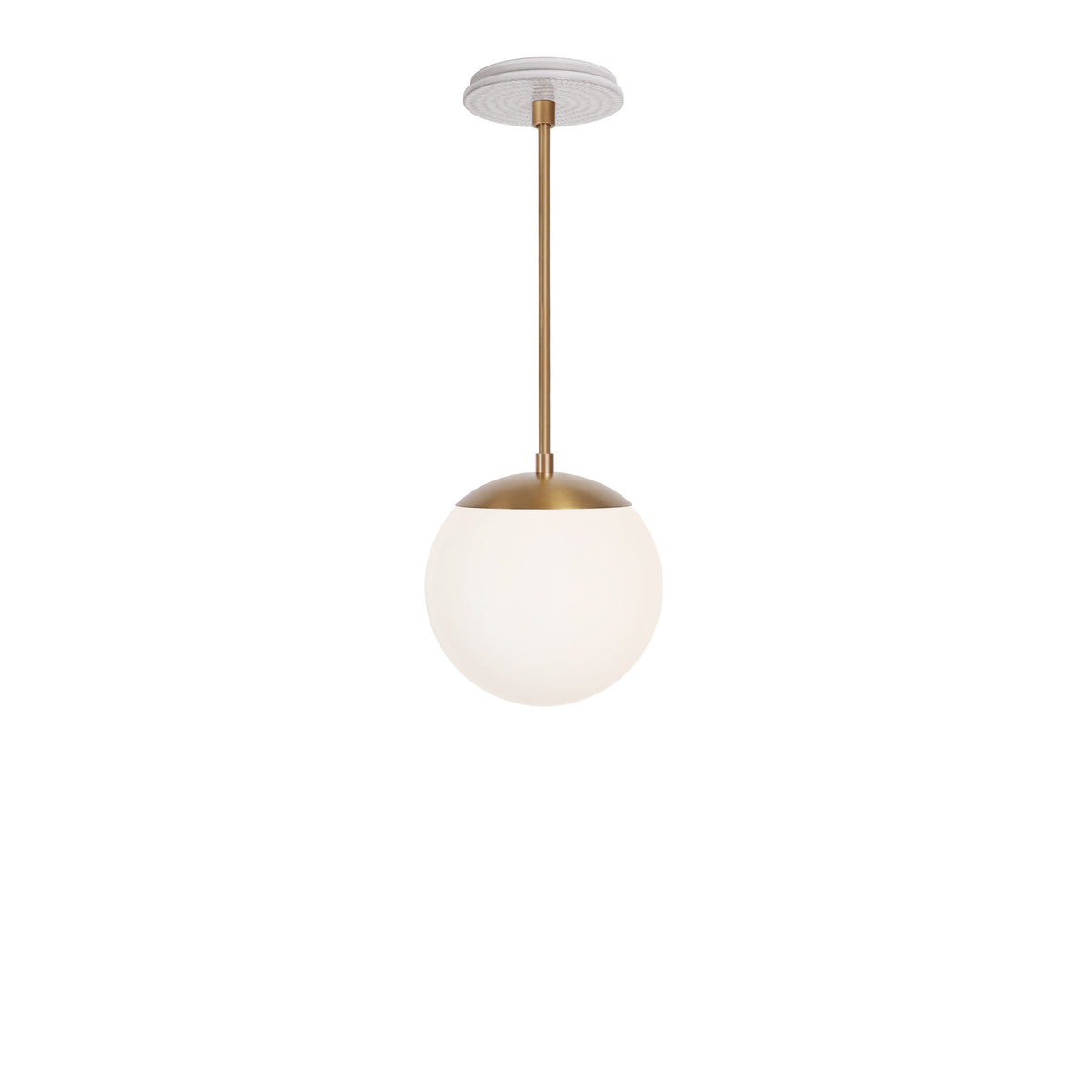 Alto Rod 8” Opal shown in Heirloom Brass with a Brownstone White Sunflower Ceramic Canopy