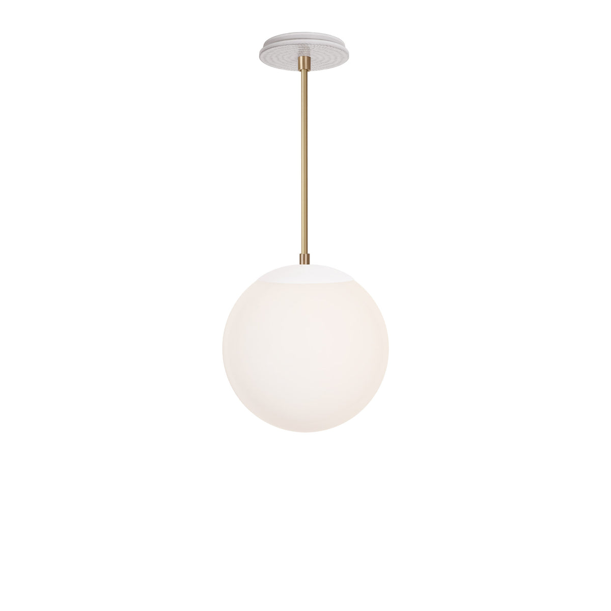 Alto Rod 10” Opal shown in White with Brass and a Brownstone White Sunflower Ceramic Canopy