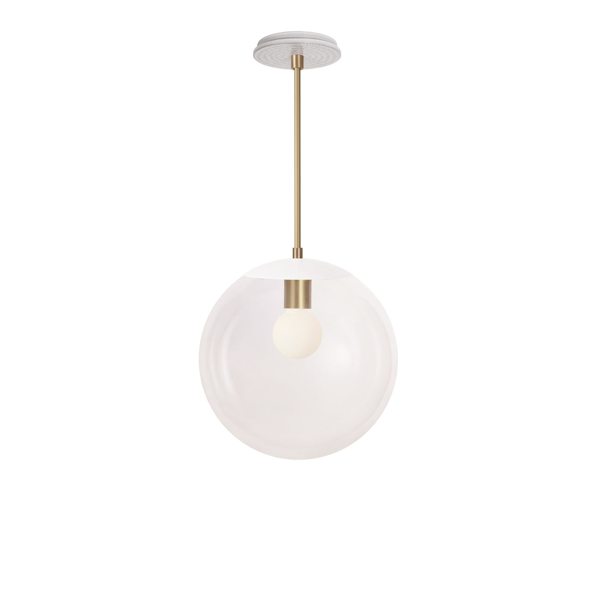 Alto Rod 12” Clear shown in White with Brass and a Brownstone White Sunflower Ceramic Canopy