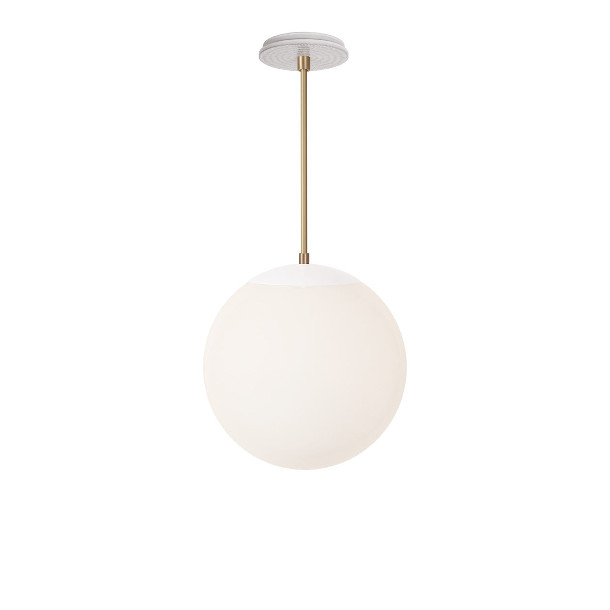 Alto Rod 12” Opal shown in White with Brass and a Brownstone White Sunflower Ceramic Canopy