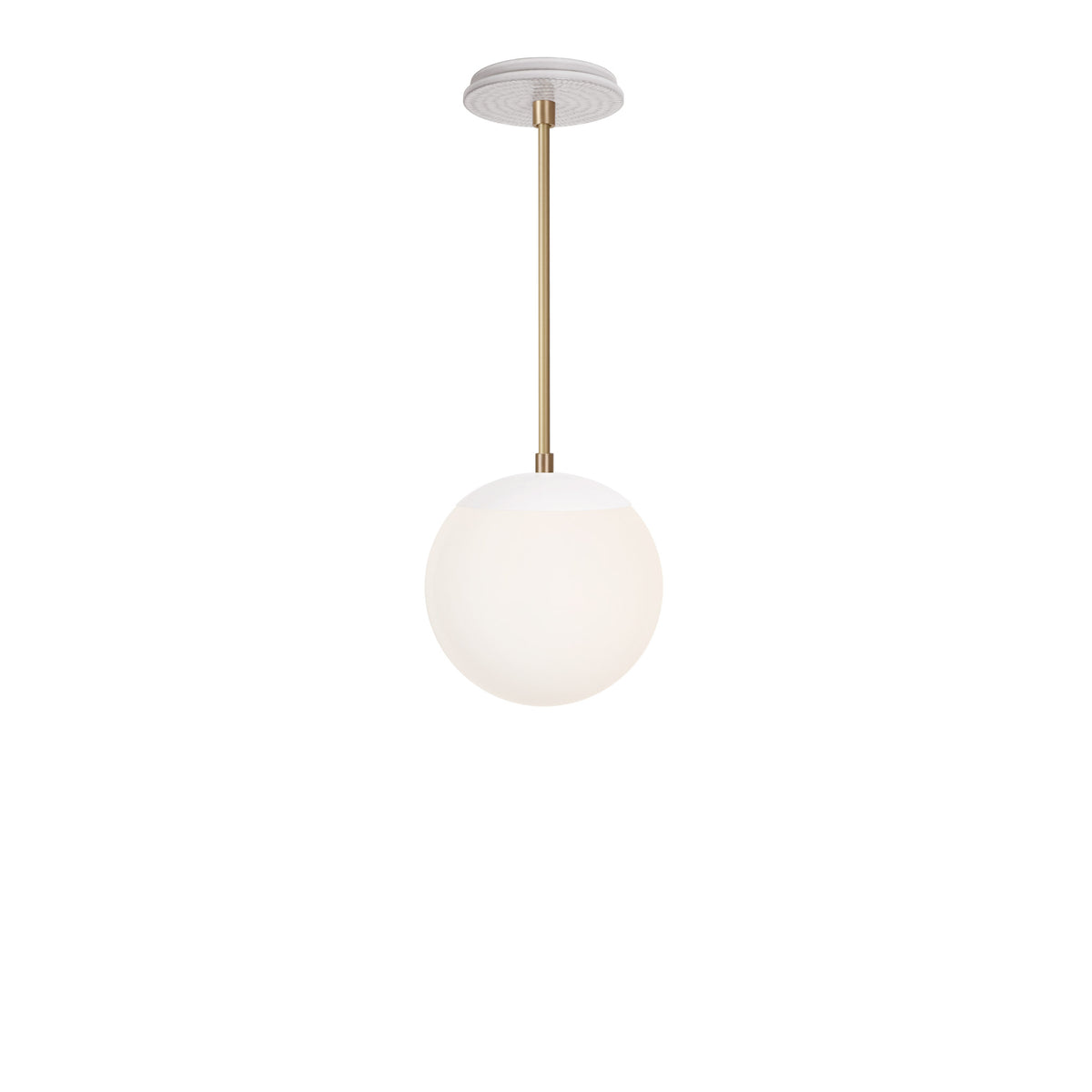 Alto Rod 8” Opal shown in White with Brass and a Brownstone White Sunflower Ceramic Canopy