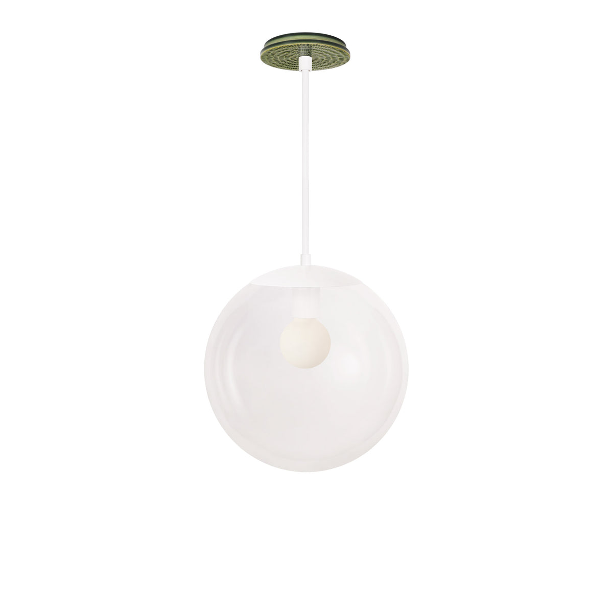 Alto Rod 12” Clear shown in White with a Forest Green Sunflower Ceramic Canopy