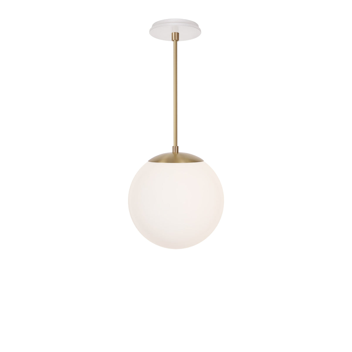 Alto Rod 10” Opal shown in Brass with a Brownstone White Swift Ceramic Canopy