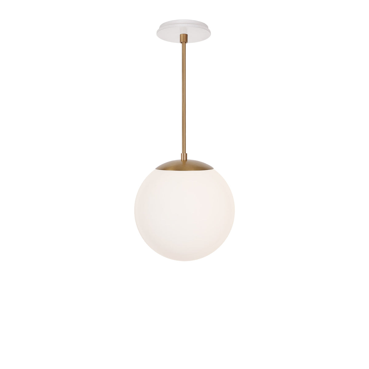 Alto Rod 10” Opal shown in Heirloom Brass with a Brownstone White Swift Ceramic Canopy