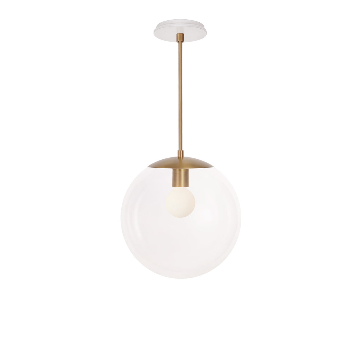 Alto Rod 12” Clear shown in Heirloom Brass with a Brownstone White Swift Ceramic Canopy