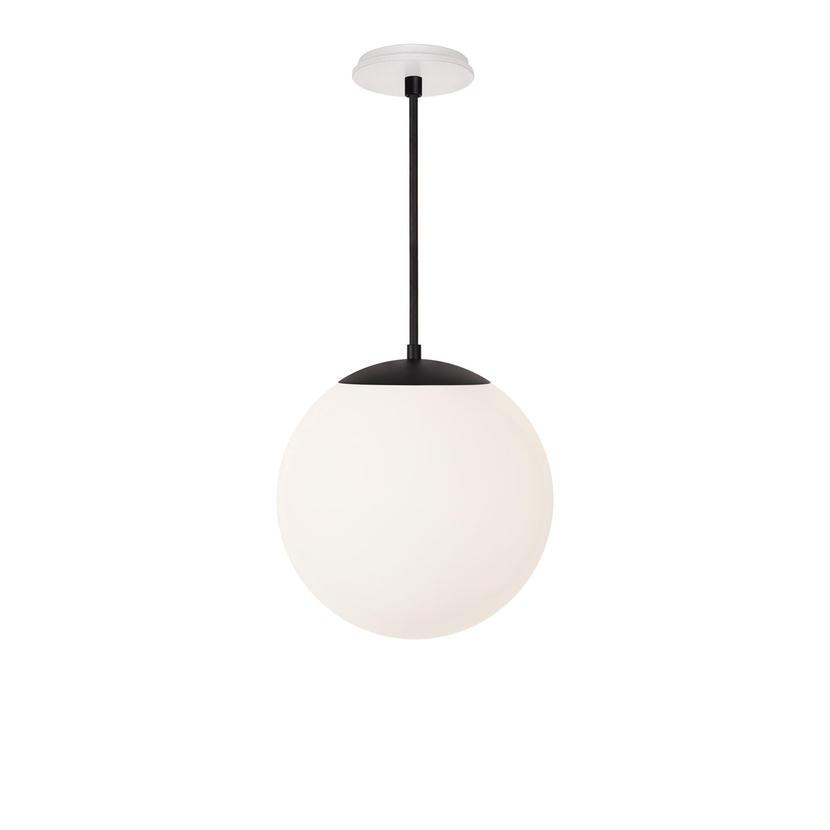 Alto Rod 12” Opal shown in Matte Black with a Brownstone White Swift Ceramic Canopy