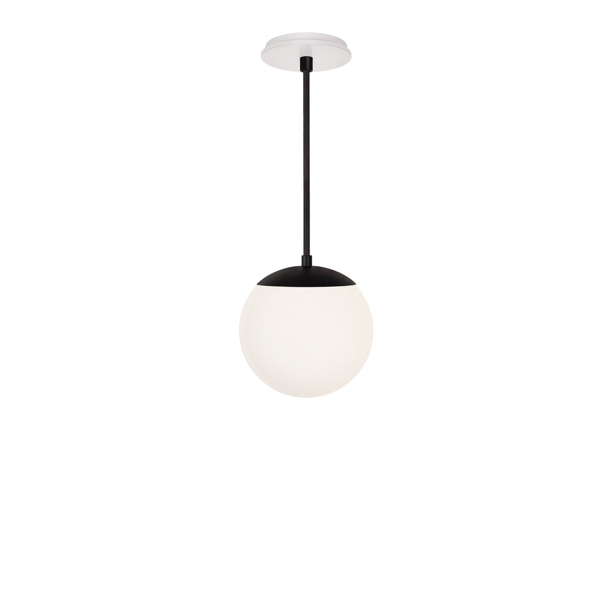 Alto Rod 8” Opal shown in Matte Black with a Brownstone White Swift Ceramic Canopy
