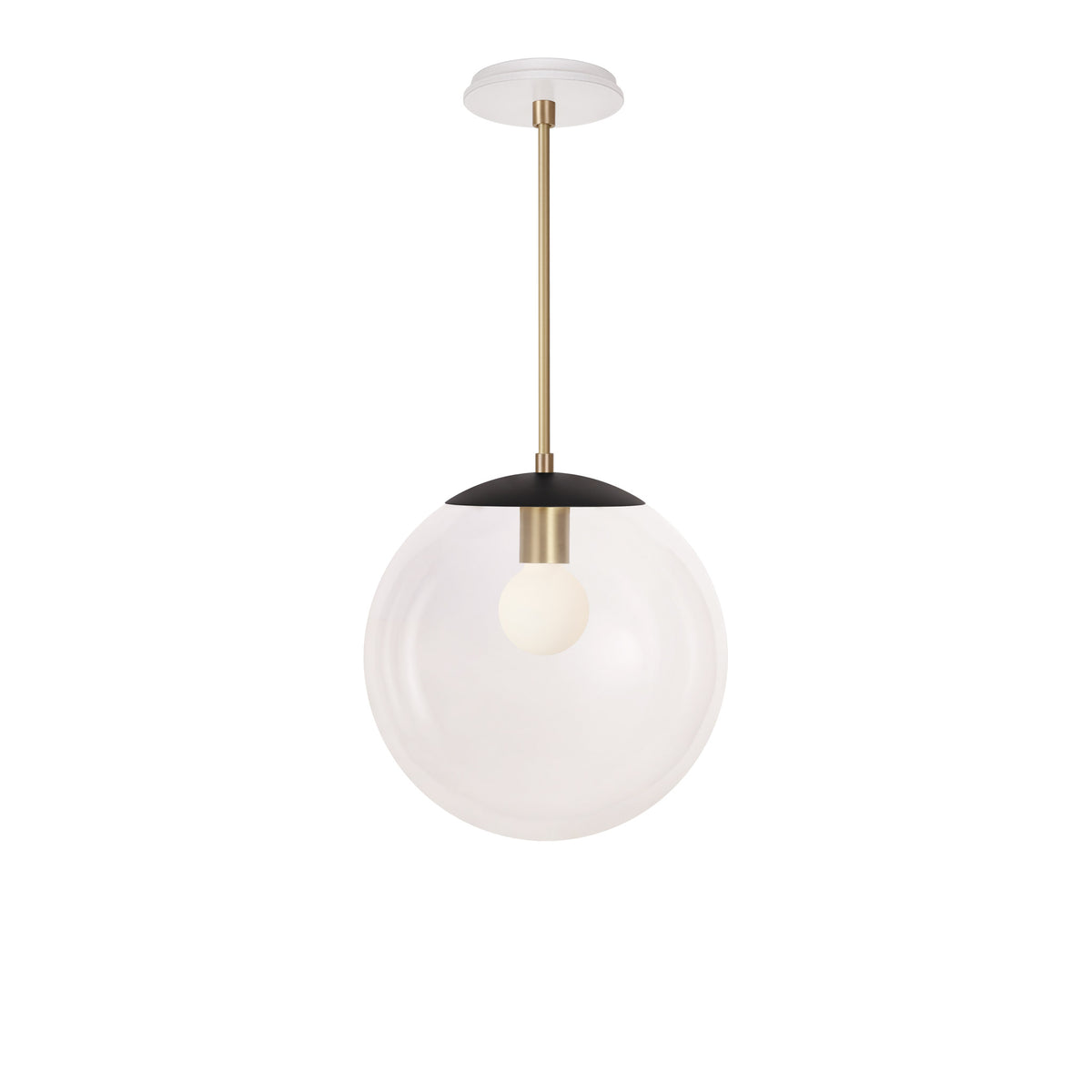 Alto Rod 12” Clear shown in Matte Black with Brass and a Brownstone White Swift Ceramic Canopy