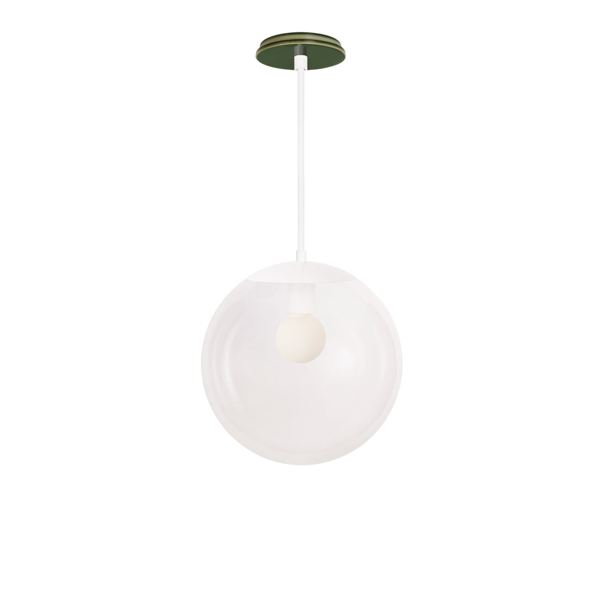 Alto Rod 12” Clear shown in White with a Forest Green Swift Ceramic Canopy