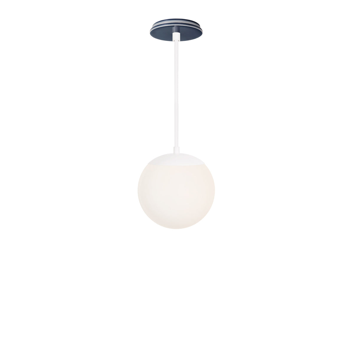Alto Rod 8” Opal shown in White with an Indigo Blue Swift Ceramic Canopy