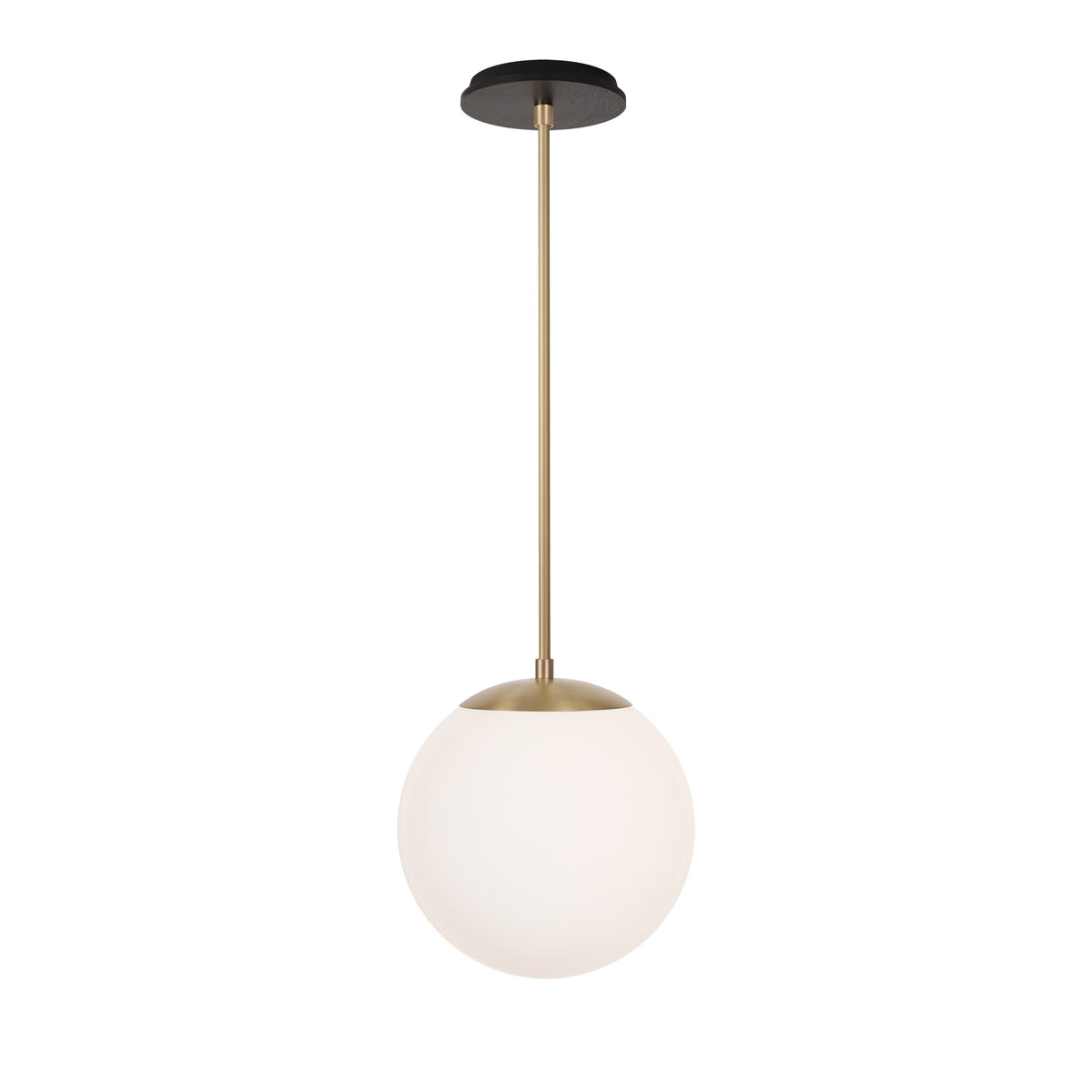 Alto Rod 10” Opal shown in Brass with a Black Stained Wood Canopy
