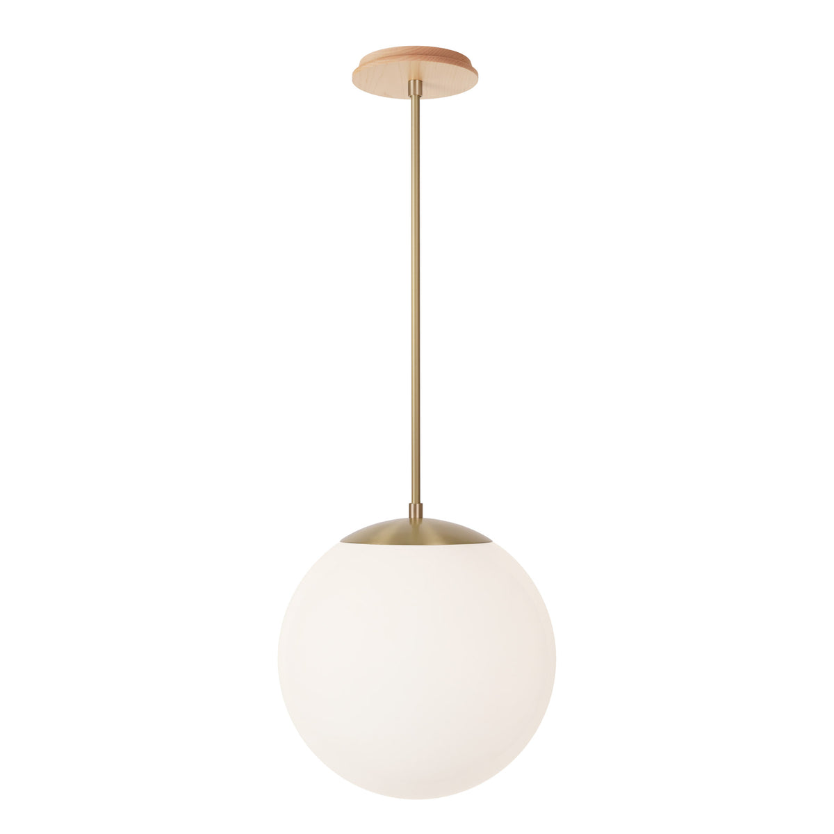 Alto Rod 12” Opal shown in Brass with a Maple Wood Canopy