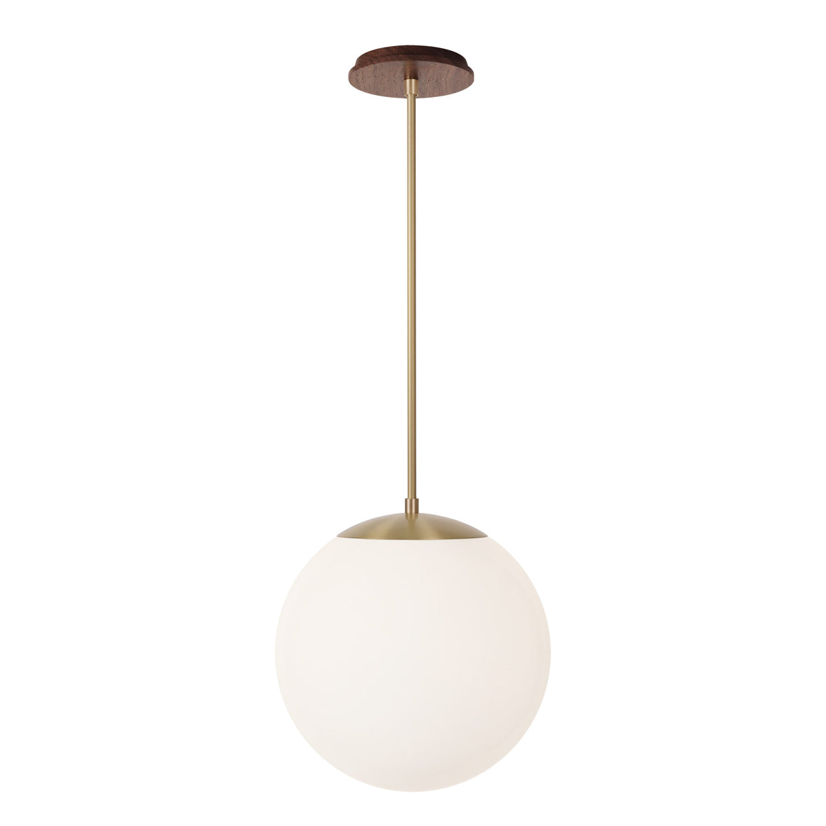 Alto Rod 12” Opal shown in Brass with a Walnut Wood Canopy