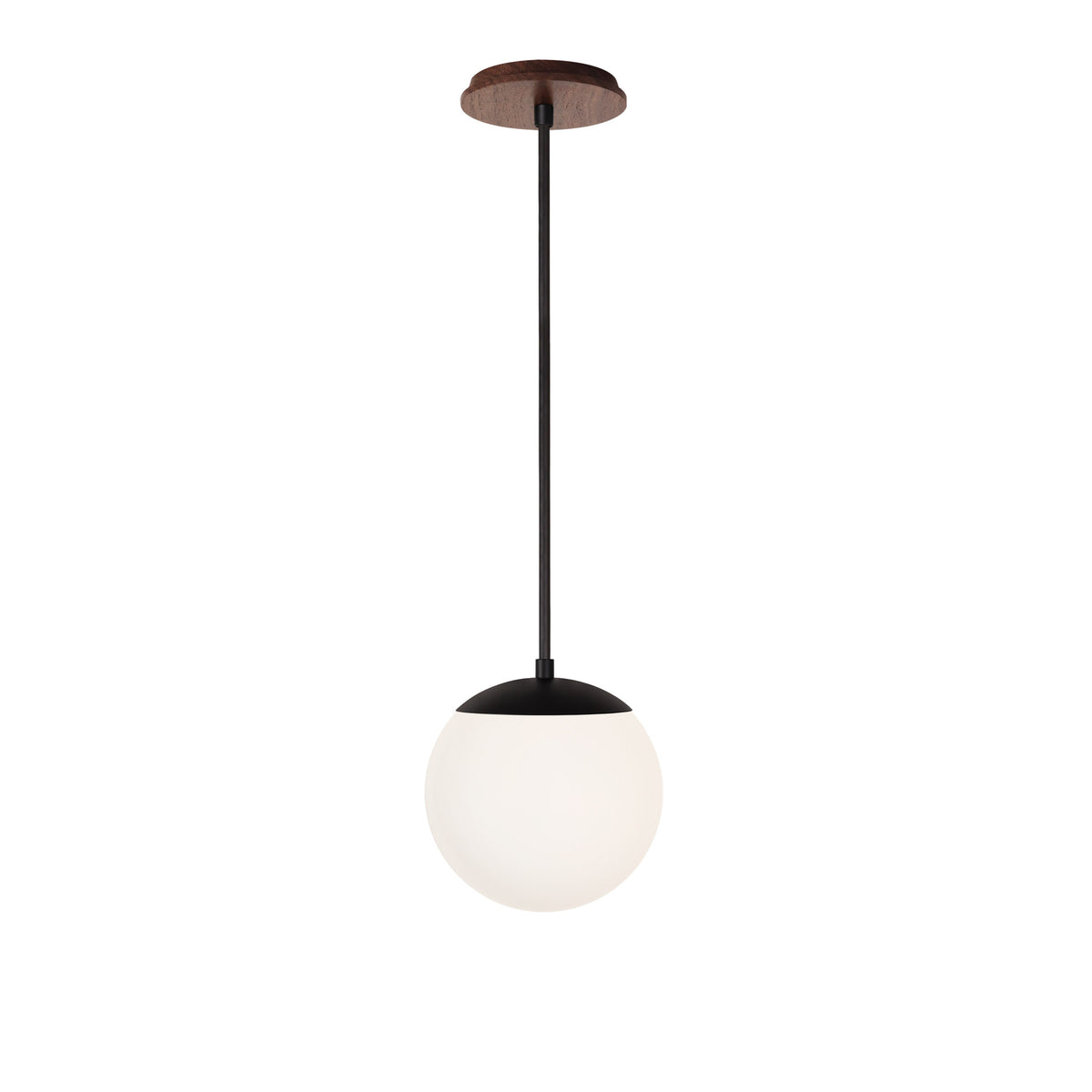 Alto Rod 8” Opal shown in Matte Black with a Walnut Wood Canopy