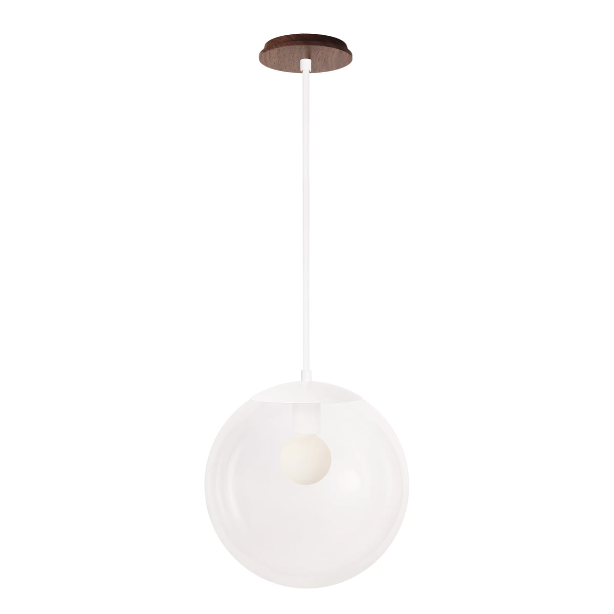 Alto Rod 12” Clear shown in White with a Walnut Wood Canopy