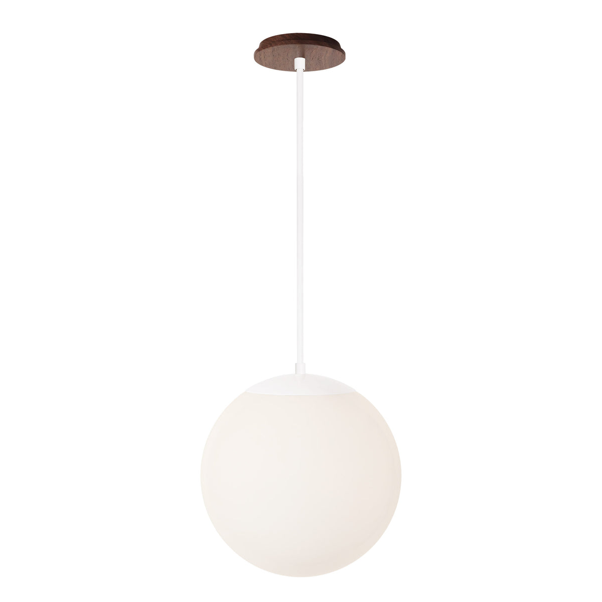 Alto Rod 12” Opal shown in White with a Walnut Wood Canopy
