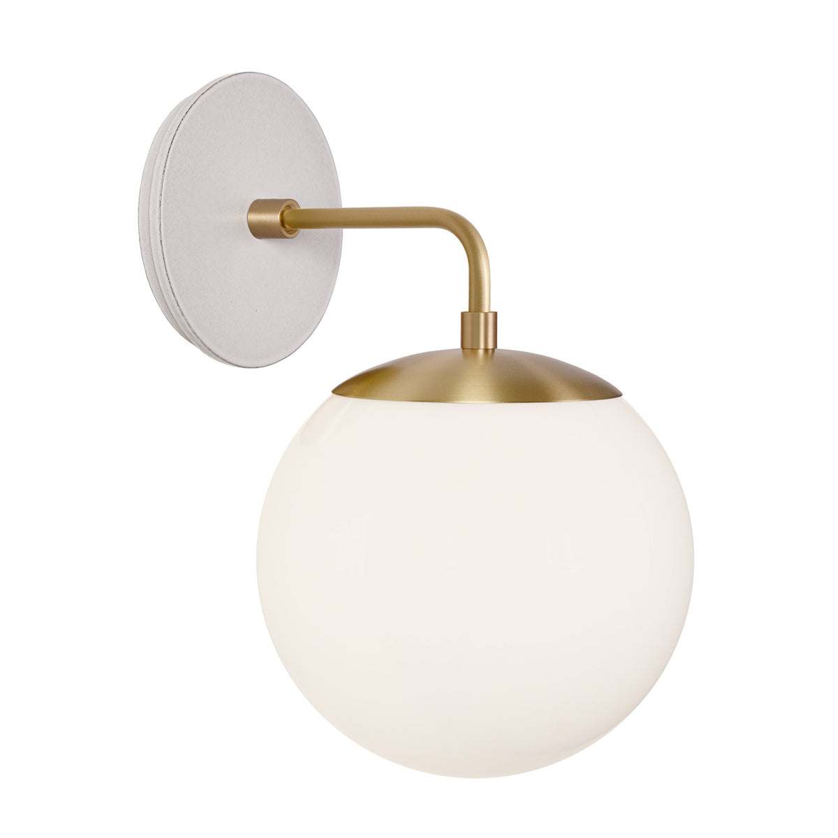 Alto Sconce 8” shown in Brass with a Brownstone White Swift Ceramic Canopy