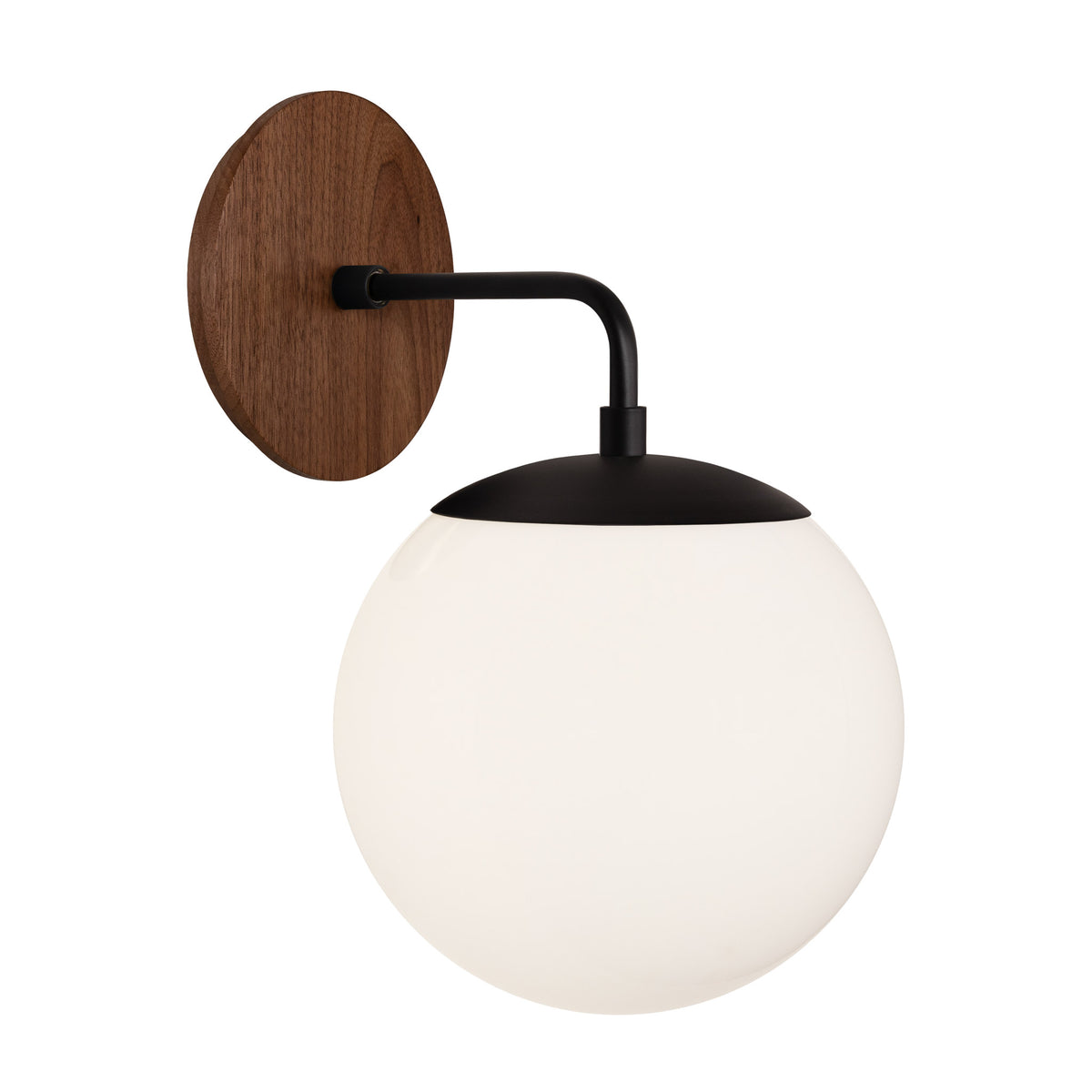 Alto Sconce 8” shown in Matte Black with a Walnut Wood Canopy