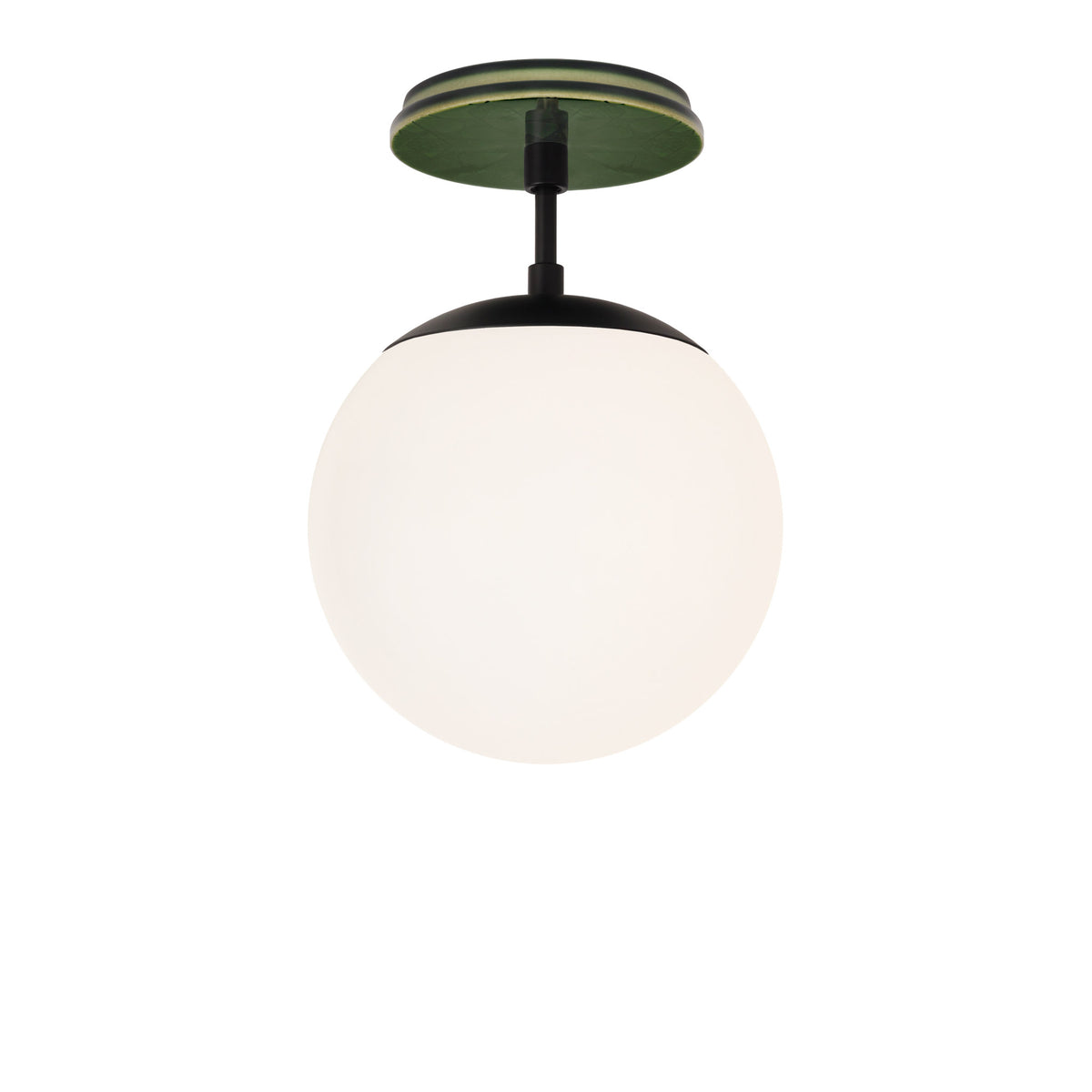 Alto Surface 8" shown in Matte Black with a Forest Green Star Ceramic Canopy