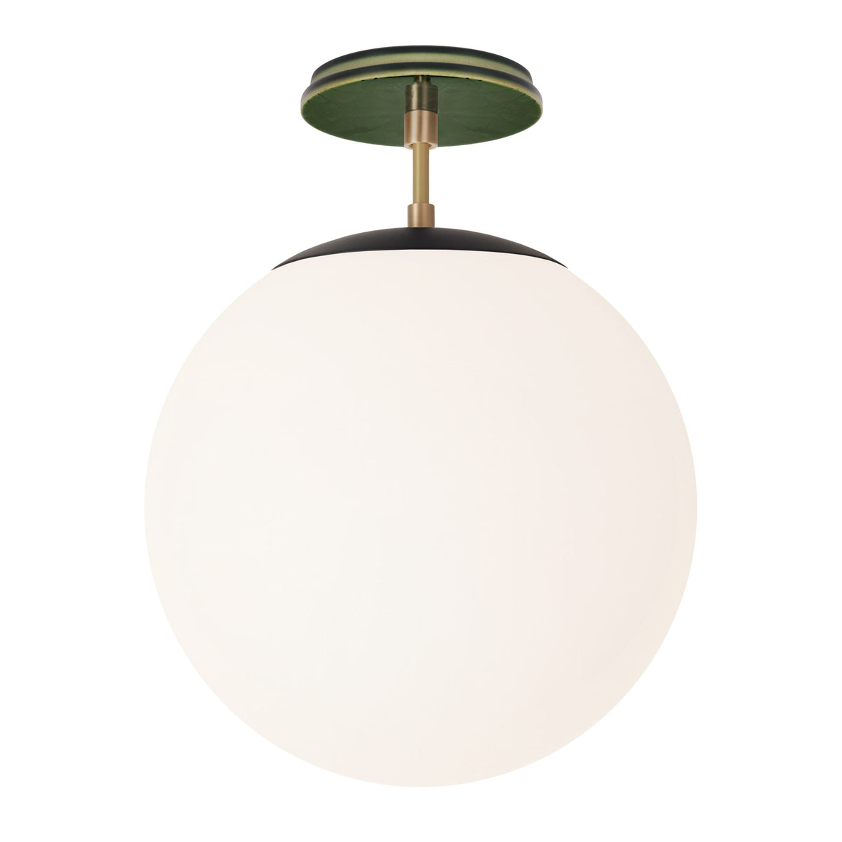 Alto Surface 12” shown in Matte Black with Brass and a Forest Green Star Ceramic Canopy