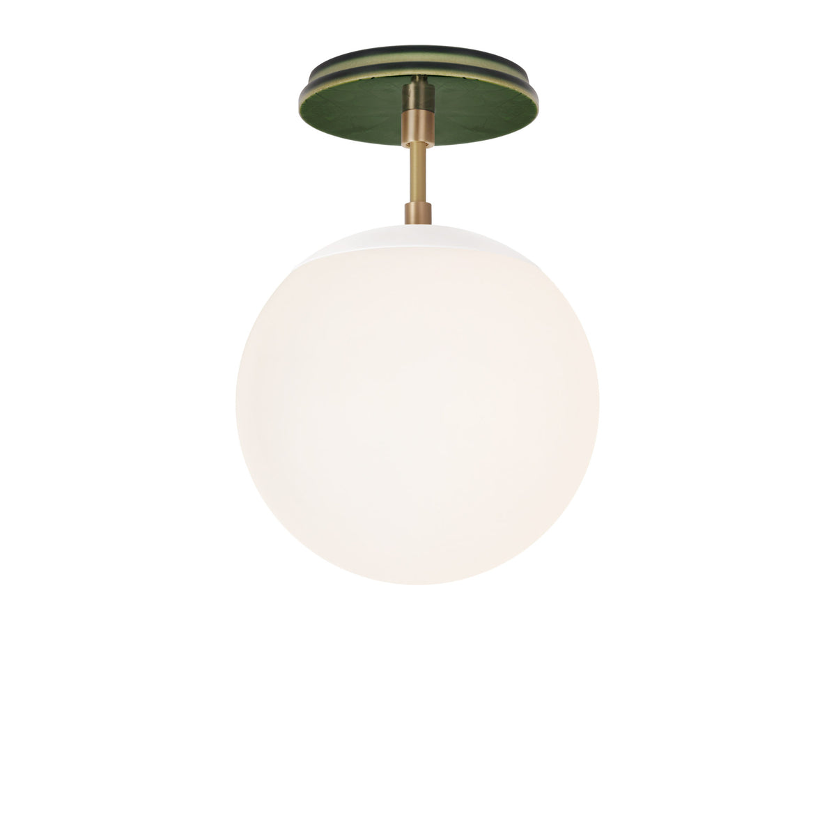 Alto Surface 8" shown in White with Brass and a Forest Green Star Ceramic Canopy