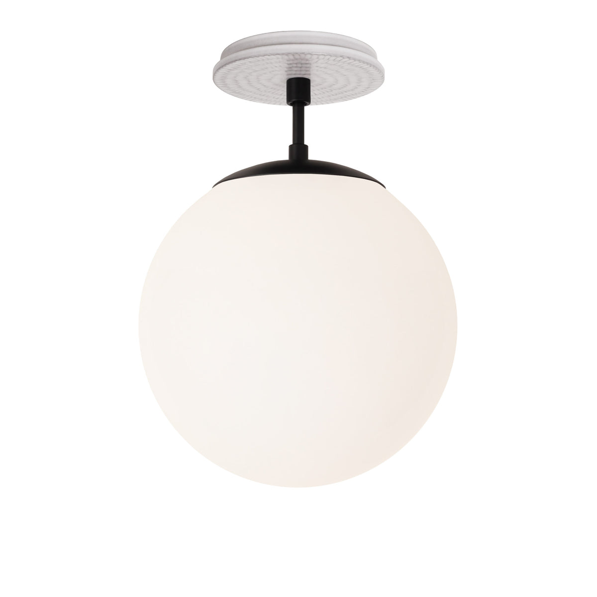 Alto Surface 10” shown in Matte Black with a Brownstone White Sunflower Ceramic Canopy