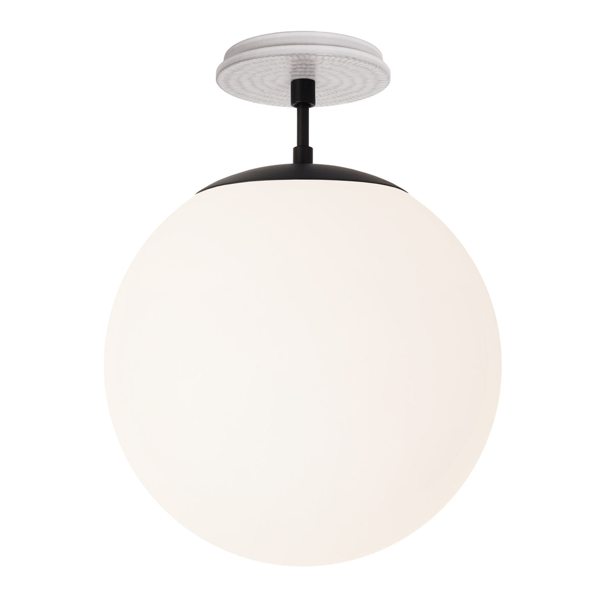 Alto Surface 12” shown in Matte Black with a Brownstone White Sunflower Ceramic Canopy