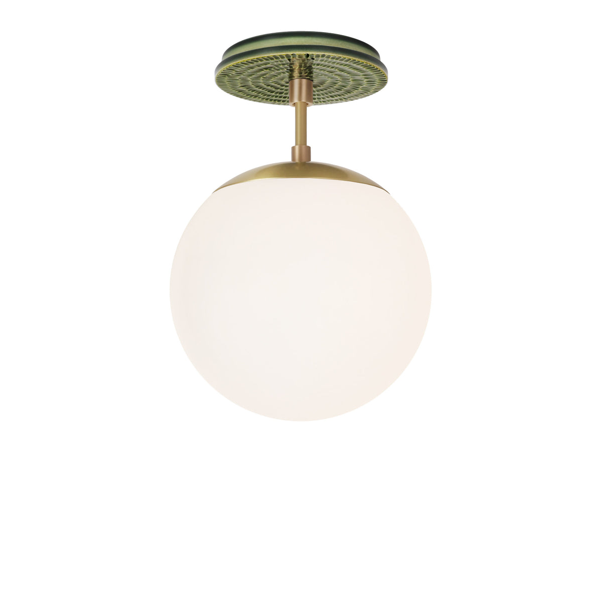 Alto Surface 8" shown in Brass with a Forest Green Sunflower Ceramic Canopy