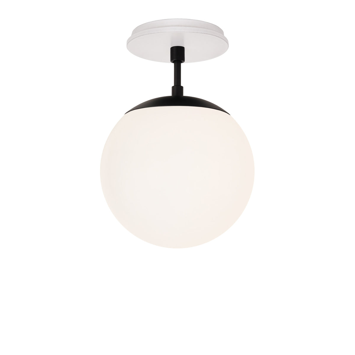 Alto Surface 8" shown in Matte Black with a Brownstone White Swift Ceramic Canopy
