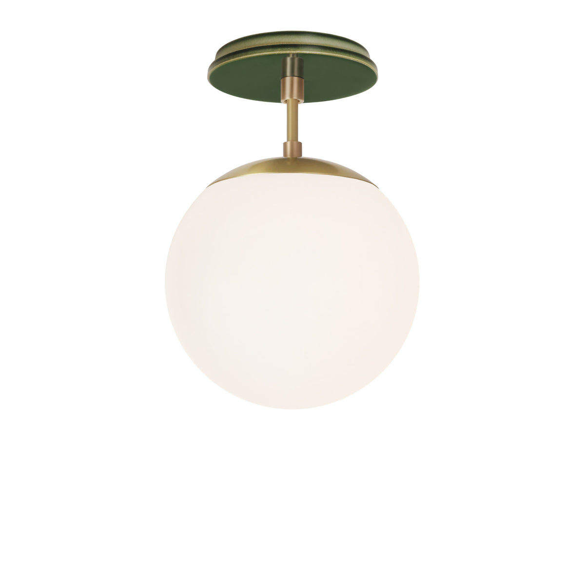 Alto Surface 8" shown in Brass with a Forest Green Swift Ceramic Canopy