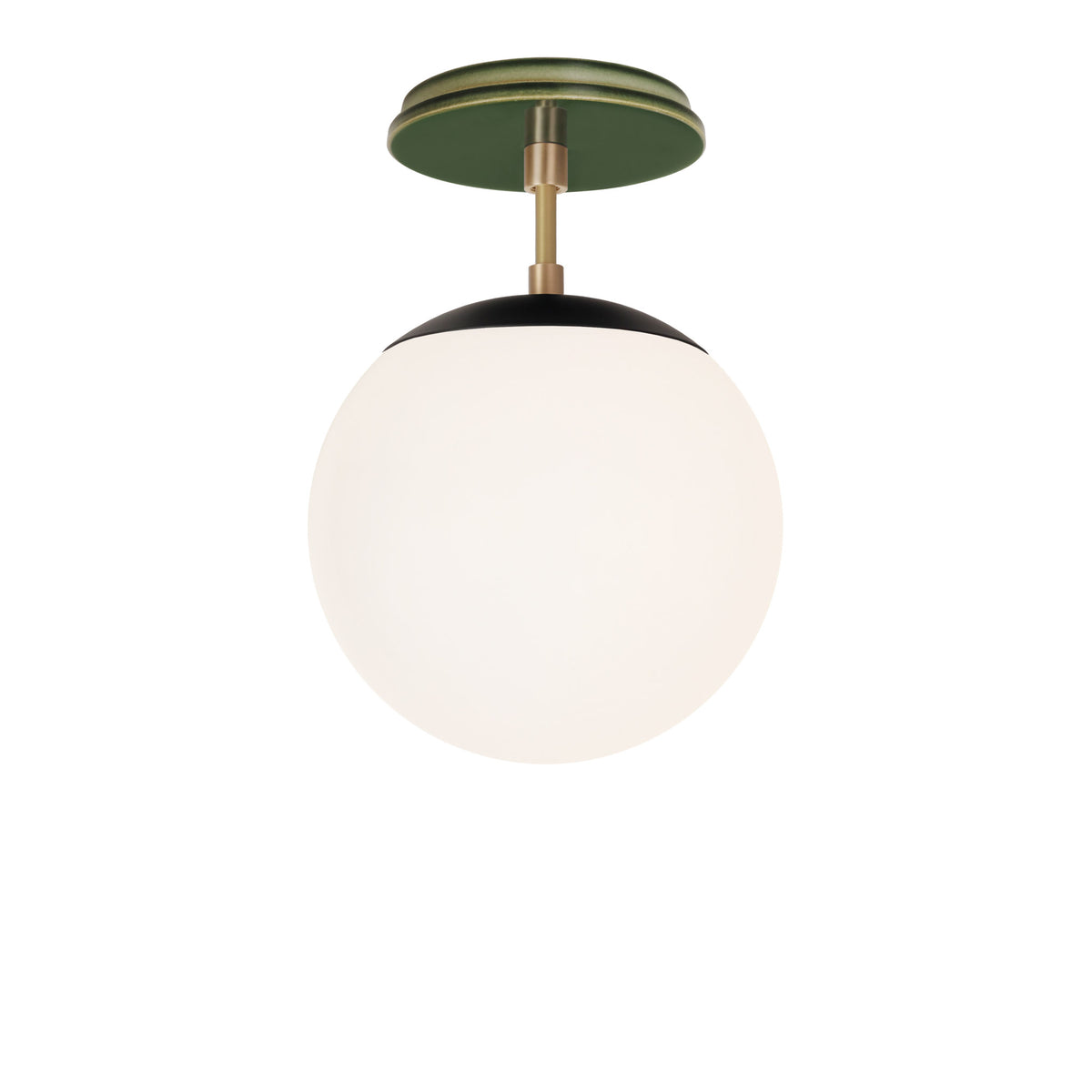 Alto Surface 8" shown in Matte Black with Brass and a Forest Green Swift Ceramic Canopy
