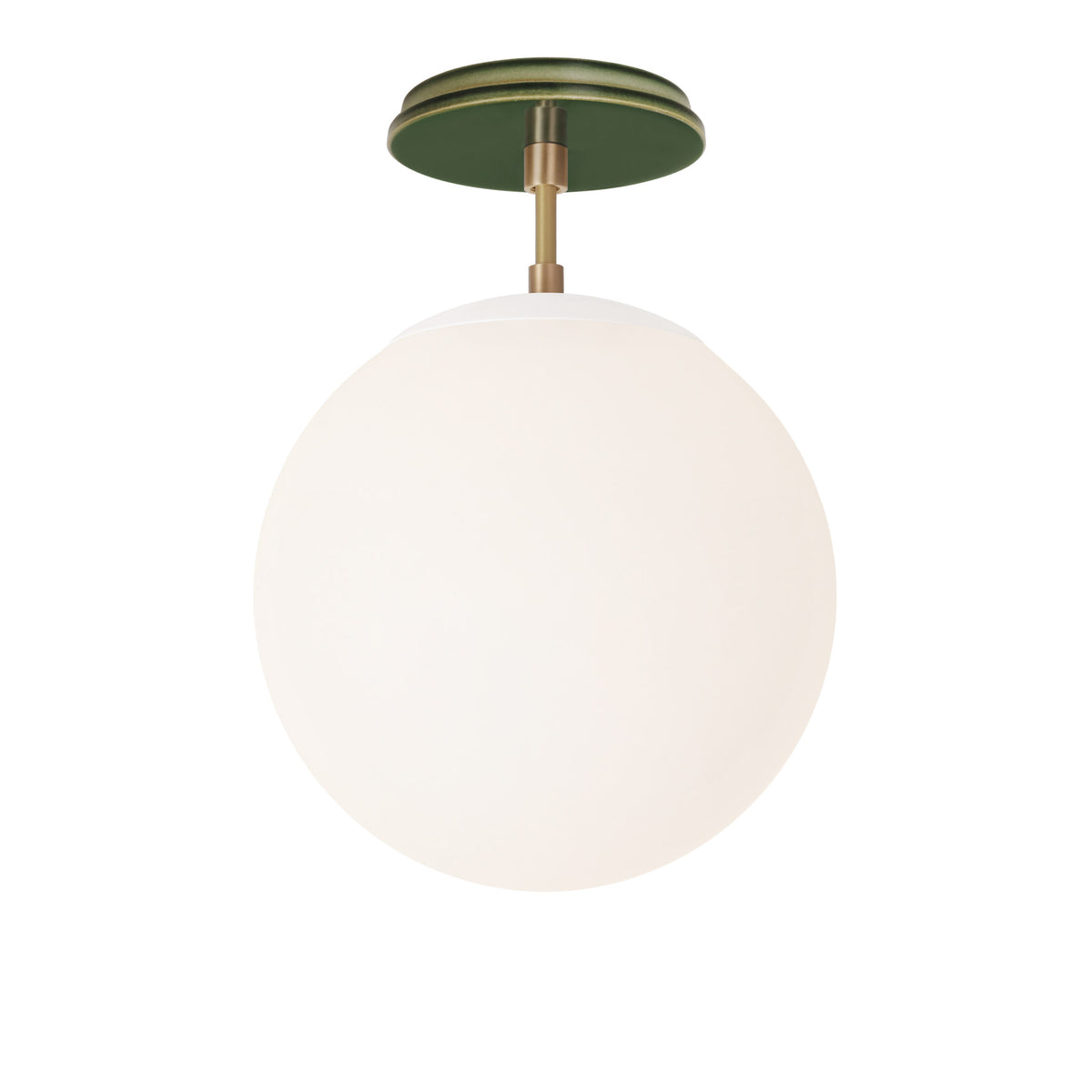 Alto Surface 10” shown in White with Brass and a Forest Green Swift Ceramic Canopy