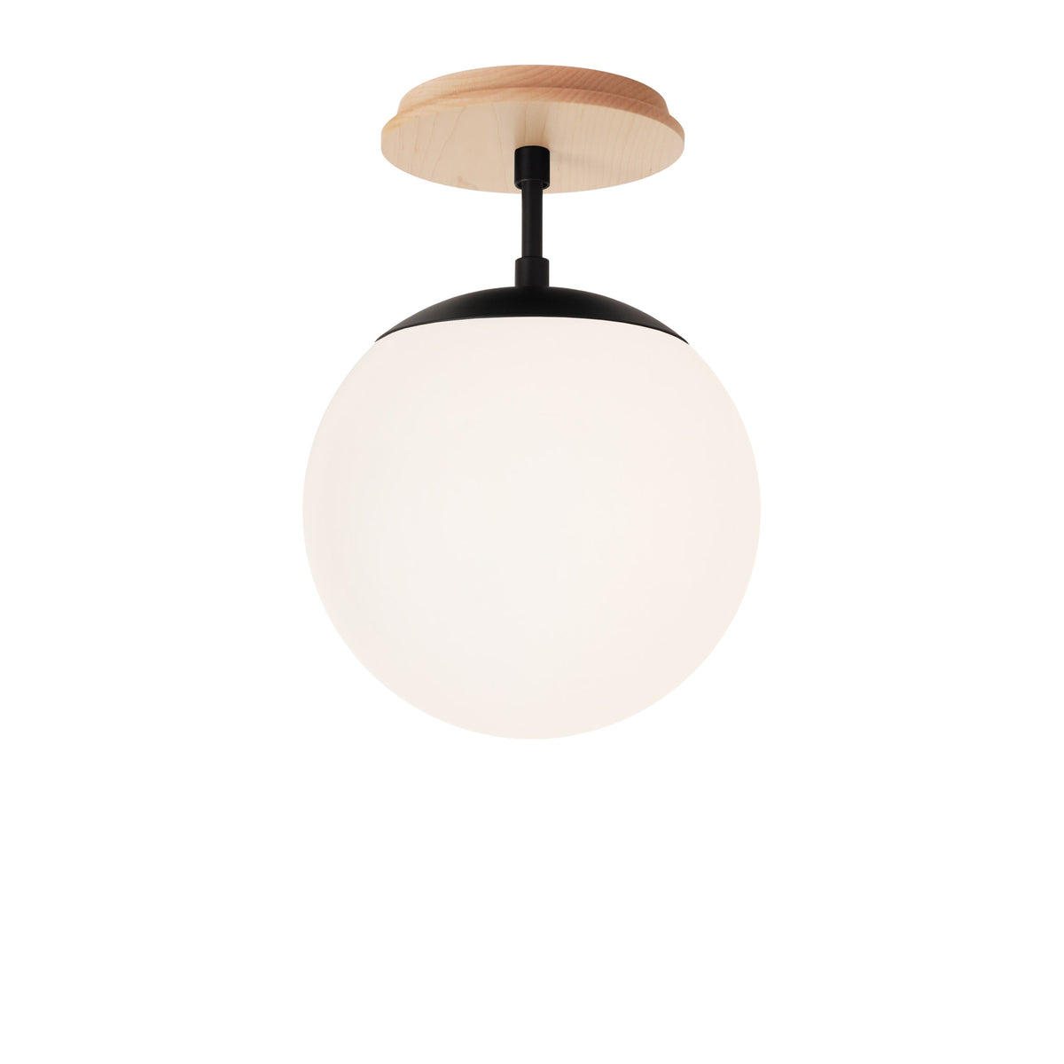 Alto Surface 8" shown in Matte Black with a Maple Wood Canopy