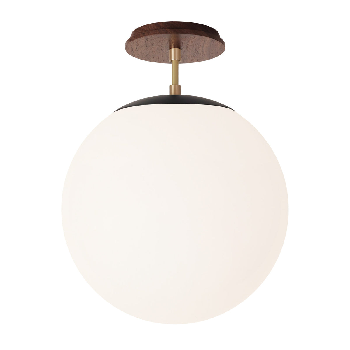 Alto Surface 12” shown in Matte Black with Brass and a Walnut Wood Canopy