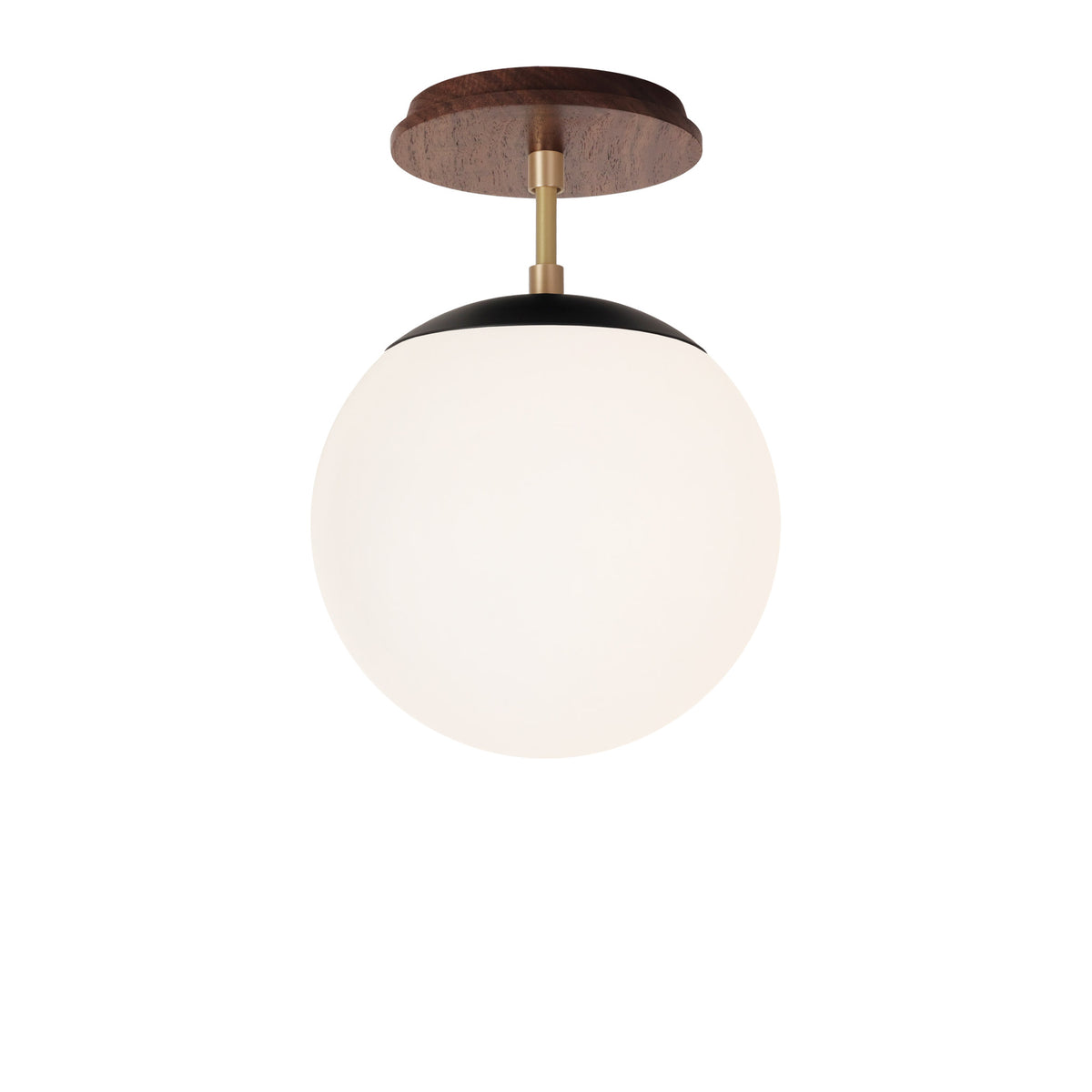 Alto Surface 8" shown in Matte Black with Brass and a Walnut Wood Canopy