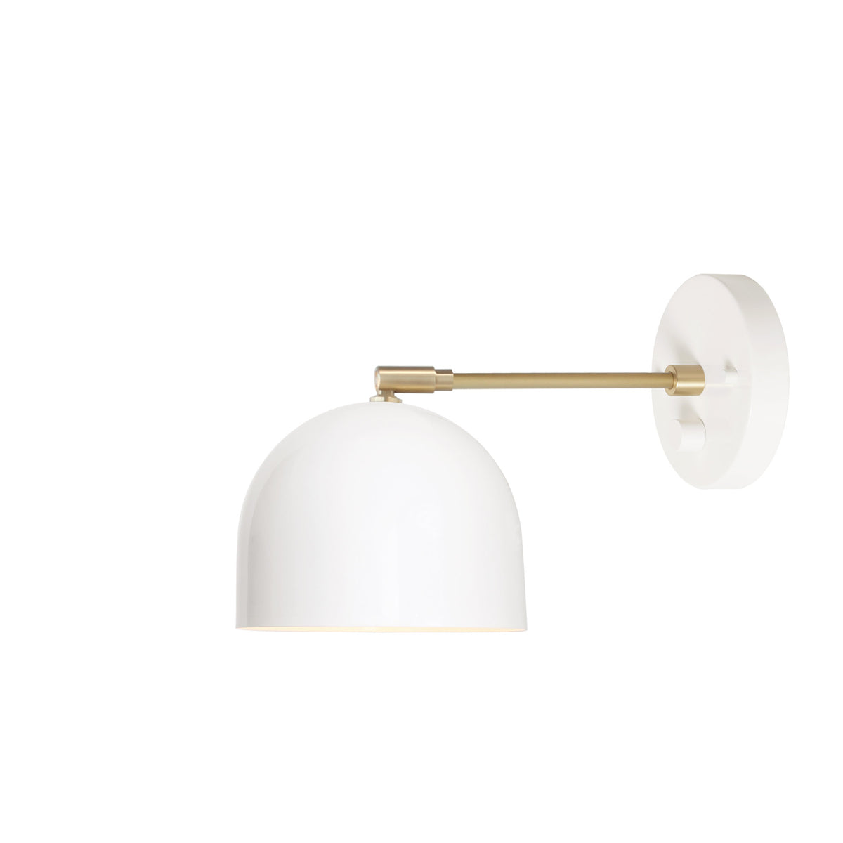 Amélie Sconce 6" shown in White and Brass with a 6" arm and Backplate Dimmer Switch