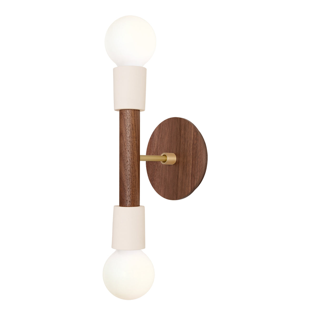 Bailey Sconce shown in Walnut and Brass with a Walnut Wood Canopy